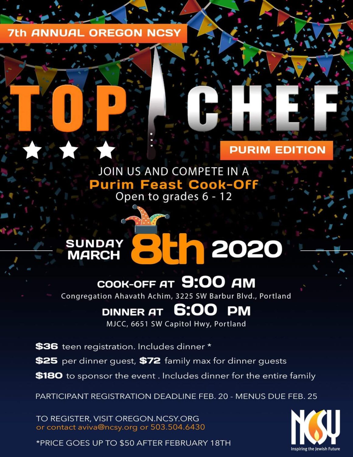 Top Chef Purim Edition @ Congregation Ahavath Achim